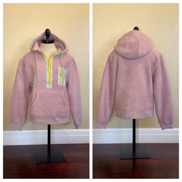 J. Crew Jackets & Blazers - J Crew Polartec® Sherpa Vintage Fleece Half-Zip Hoodie Dark Mauve Size Medium